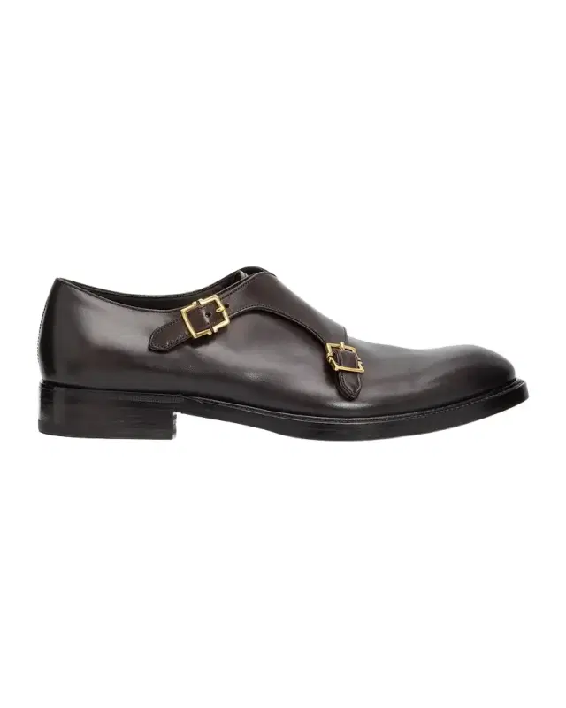 Ferragamo Men 's Tramezza Double Monk-Strap Leather Shoes