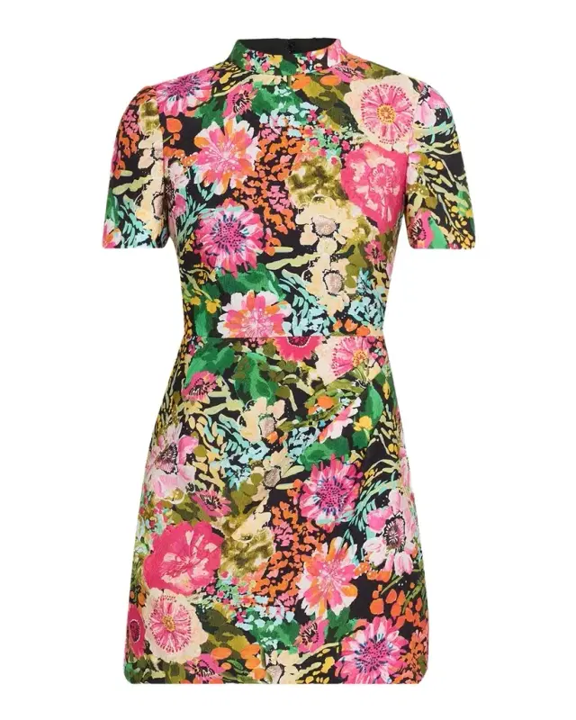 Draped Floral Mini Dress