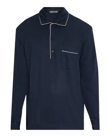 TOM FORD Boutique Men's Cotton Silk Piquet Polo Shirt | Thumbnail 1