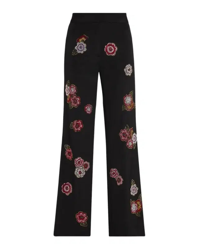 Libertine Colette Embellished Wide-Leg Silk Pants