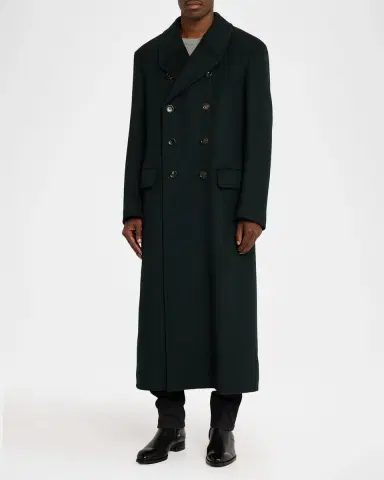 TOM FORD Boutique Men's Wool and Cashmere Melton Double-Breasted Officer Coat | Thumbnail 4