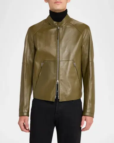 TOM FORD Boutique Men's Leather Aviator Jacket | Thumbnail 4