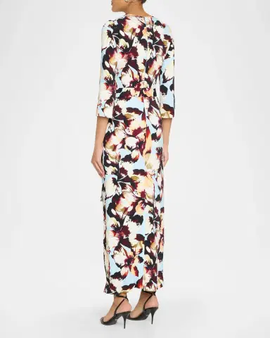 Monique Lhuillier Amber Lily Print Crepe Belted Maxi Dress | Thumbnail 3