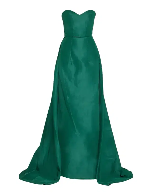 Monique Lhuillier Strapless Silk Faille Overskirt Gown