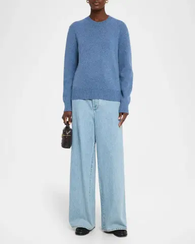Bottega Veneta Intrecciato Elbow-Patch Cashmere Crewneck Sweater | Thumbnail 2