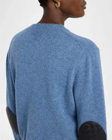 Bottega Veneta Intrecciato Elbow-Patch Cashmere Crewneck Sweater | Thumbnail 5