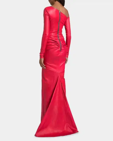 LaQuan Smith Leather Asymmetric Mermaid Gown | Thumbnail 3