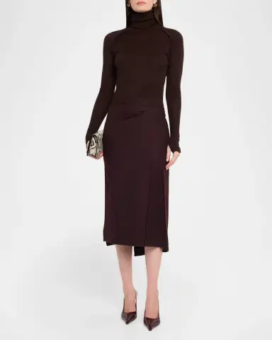 Victoria Beckham Pressed Crease Wool Tailored Midi Skirt | Thumbnail 2 Victoria Beckham Pressed Crease Wool Tailored Midi Skirt | Thumbnail 2