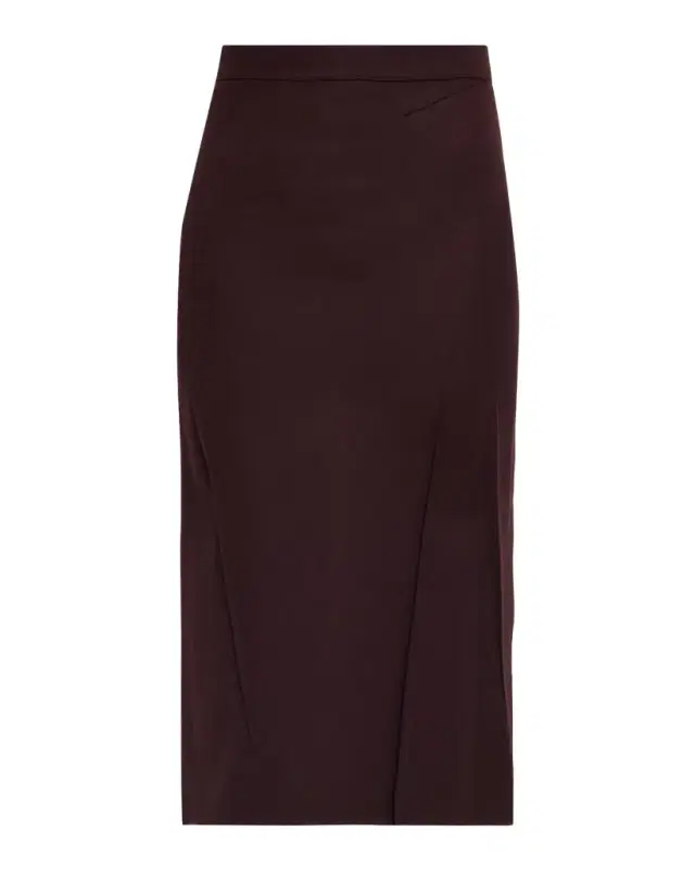 Victoria Beckham Pressed Crease Wool Tailored Midi Skirt
