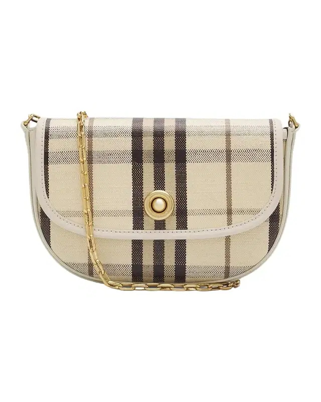 Burberry Check Cotton-Linen Blend Shoulder Bag