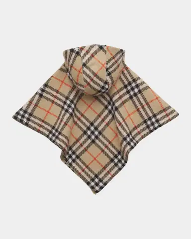 Burberry Girl's Check Hooded Poncho, Size -L | Thumbnail 2