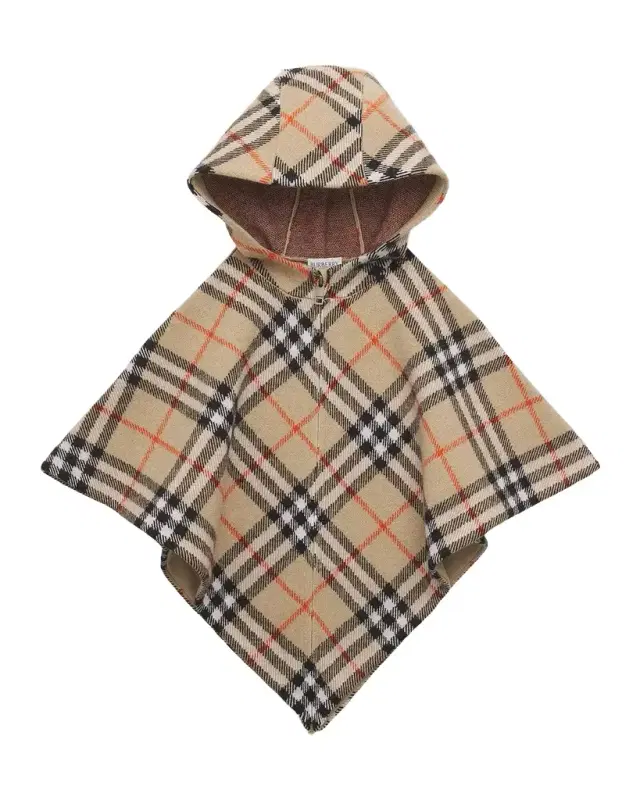 Burberry Girl's Check Hooded Poncho, Size -L