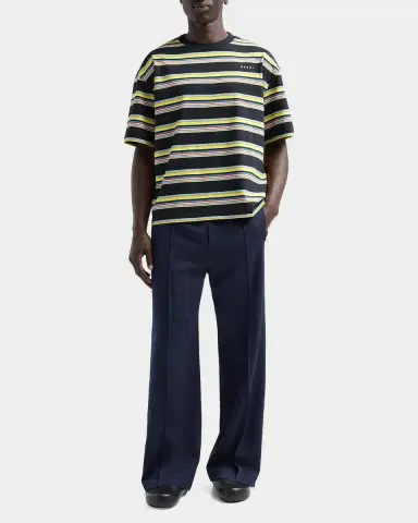 Marni Men's Multi-Stripe Cotton Relaxed-Fit Crewneck T-Shirt | Thumbnail 2