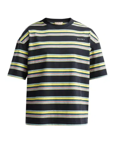 Marni Men's Multi-Stripe Cotton Relaxed-Fit Crewneck T-Shirt | Thumbnail 1