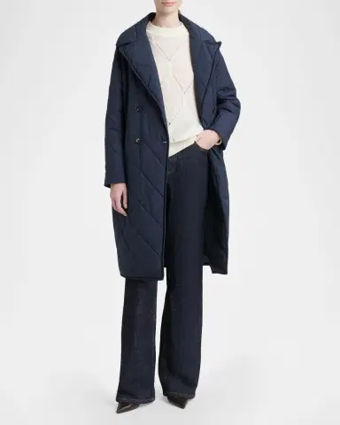 Kiton Quilted Belted Trench Coat | Thumbnail 2