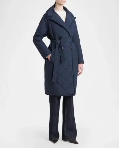 Kiton Quilted Belted Trench Coat | Thumbnail 4