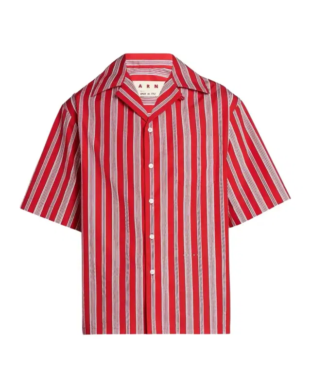 Marni Striped Cotton-Blend Camp Shirt