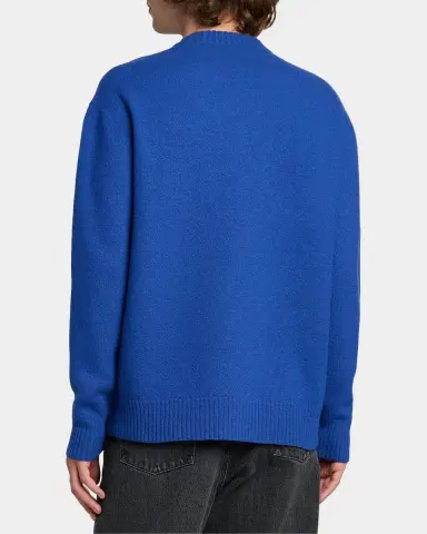 Jil Sander Men's Bouclé Wool-Cashmere Crewneck Sweater | Thumbnail 3