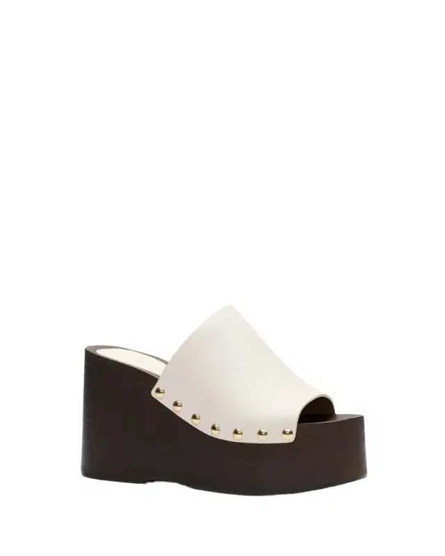 Stuart Weitzman Kate 100MM Leather Clog Slide Sandals