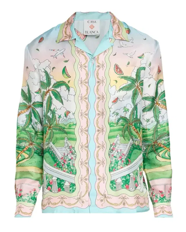 x Laduree Men's Multicolor Silk Button-Down Shirt