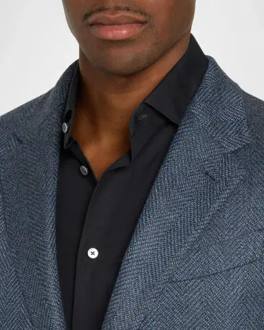 Zegna Men's Wool and Cotton Chevron Single-Breasted Sport Coat | Thumbnail 5