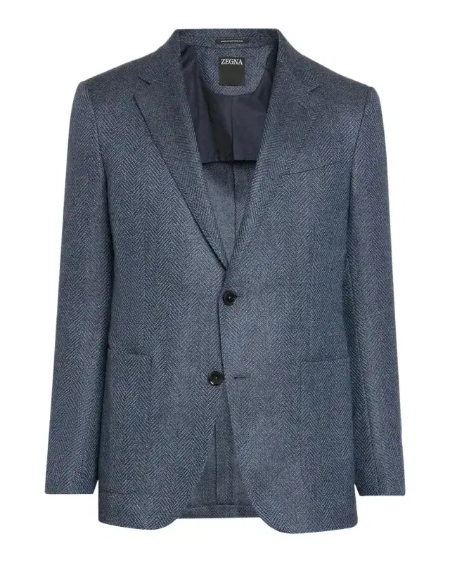 Zegna Men's Wool and Cotton Chevron Single-Breasted Sport Coat