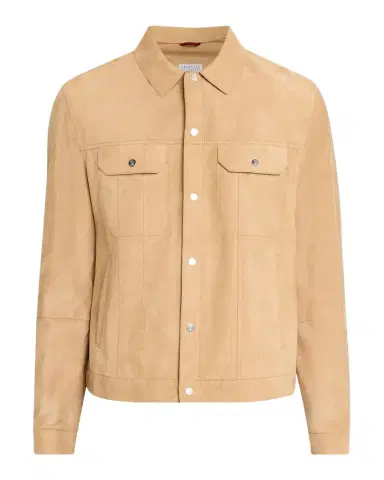 Brunello Cucinelli Men's Leather Snap-Front Jacket | Thumbnail 1