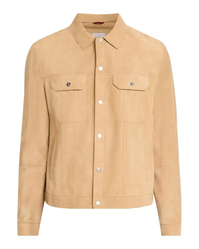 Brunello Cucinelli Men's Leather Snap-Front Jacket