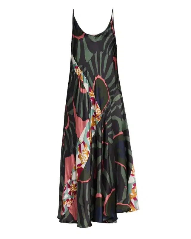 Dries Van Noten Dibelle Patchwork Satin Midi Slip Dress