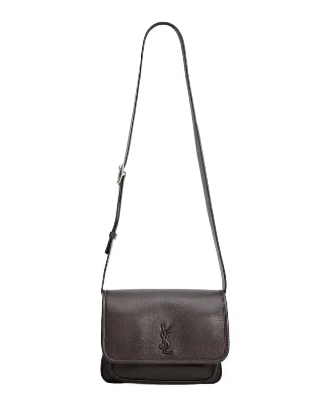 Saint Laurent Men 's Niki Small YSL Messenger Bag in Grained Leather