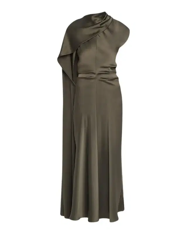 Jacka Draped Mock-Neck Midi Dress