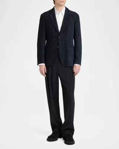 Giorgio Armani Men's Chevron Jacquard Single-Breasted Sport Coat | Thumbnail 2