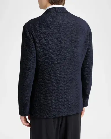 Giorgio Armani Men's Chevron Jacquard Single-Breasted Sport Coat | Thumbnail 3