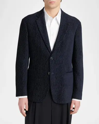 Giorgio Armani Men's Chevron Jacquard Single-Breasted Sport Coat | Thumbnail 4