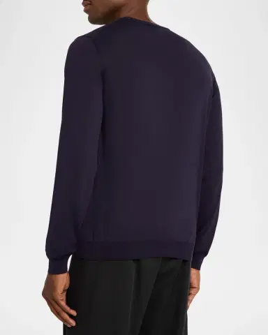 Giorgio Armani Men's Silk and Cotton Crewneck Sweater | Thumbnail 3