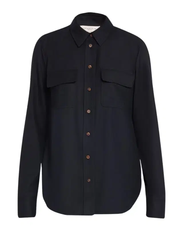 Lafayette 148 New York Brushed Wool Button-Front Shirt
