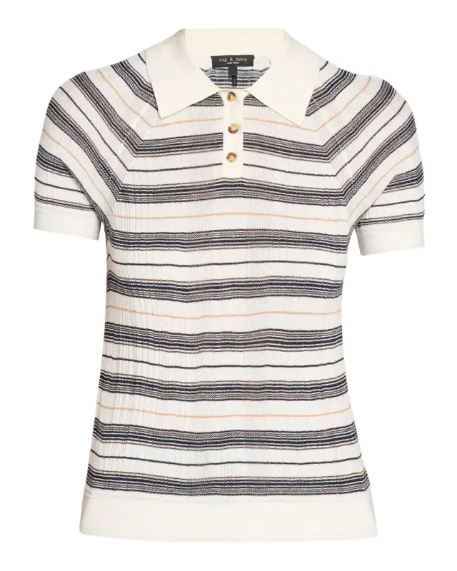 rag & bone Teresa Striped Silk-Blend Polo