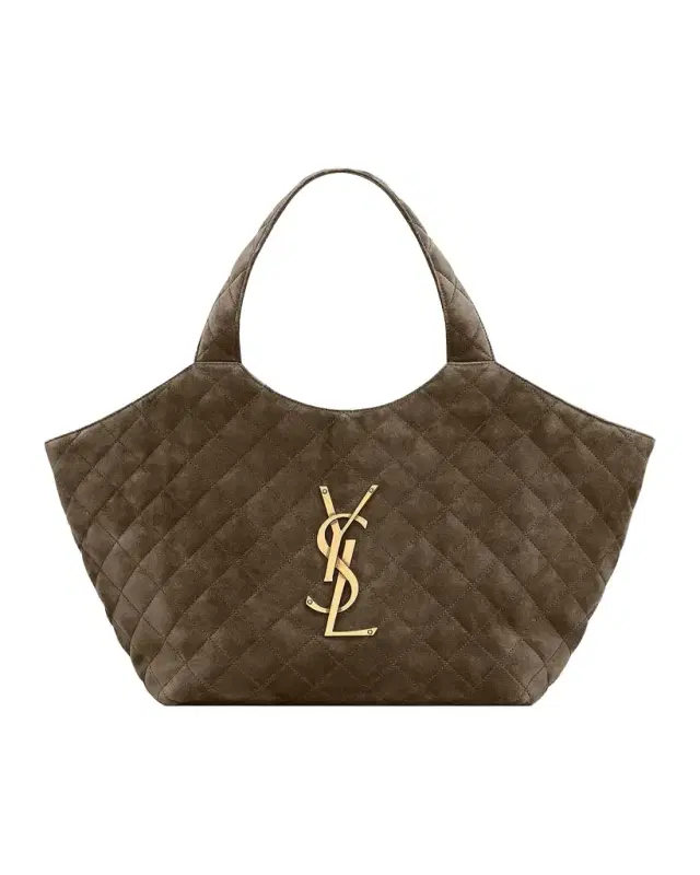 Saint Laurent Icare Medium Quilted Suede Tote Bag