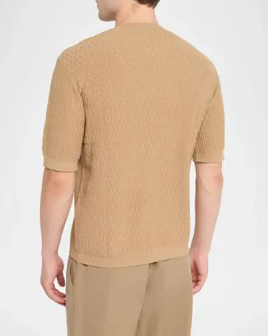 Emporio Armani Men's Tonal Wave Short-Sleeve Crewneck Sweater | Thumbnail 3