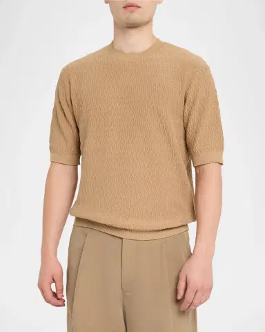 Emporio Armani Men's Tonal Wave Short-Sleeve Crewneck Sweater | Thumbnail 4