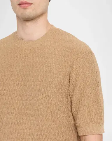 Emporio Armani Men's Tonal Wave Short-Sleeve Crewneck Sweater | Thumbnail 5