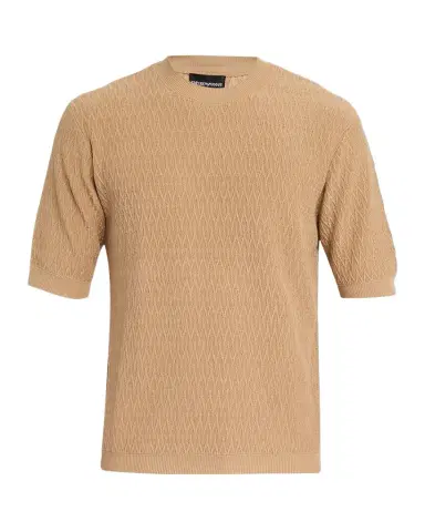Emporio Armani Men's Tonal Wave Short-Sleeve Crewneck Sweater | Thumbnail 1