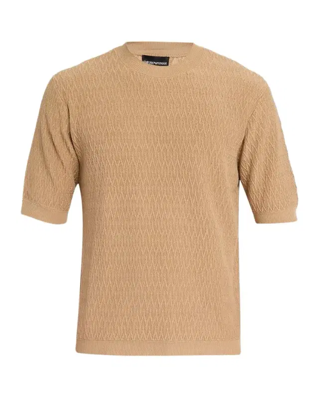 Emporio Armani Men's Tonal Wave Short-Sleeve Crewneck Sweater