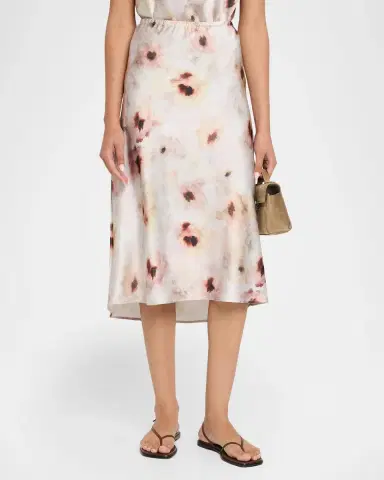 Vince Watercolor Floral Midi Skirt | Thumbnail 4