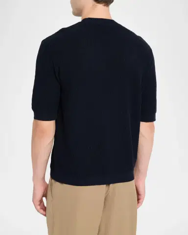 Emporio Armani Men's Tonal Wave Short-Sleeve Crewneck Sweater | Thumbnail 3