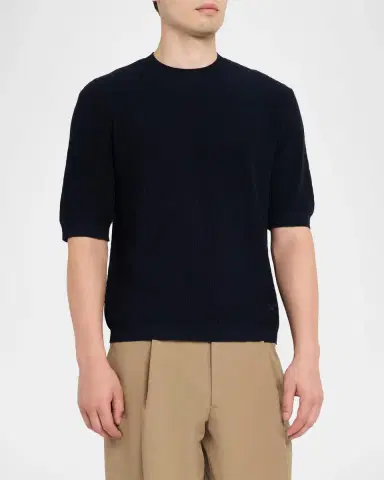 Emporio Armani Men's Tonal Wave Short-Sleeve Crewneck Sweater | Thumbnail 4