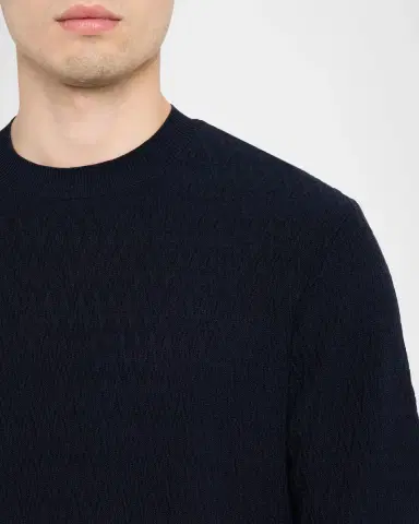 Emporio Armani Men's Tonal Wave Short-Sleeve Crewneck Sweater | Thumbnail 5