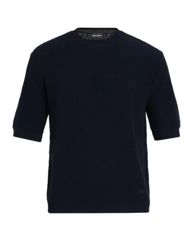 Emporio Armani Men's Tonal Wave Short-Sleeve Crewneck Sweater | Thumbnail 1