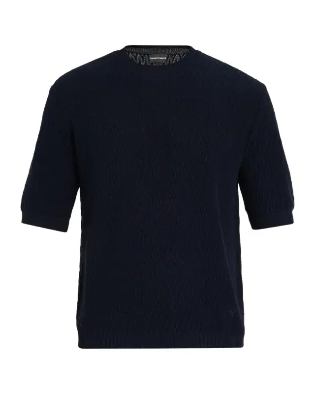 Emporio Armani Men's Tonal Wave Short-Sleeve Crewneck Sweater