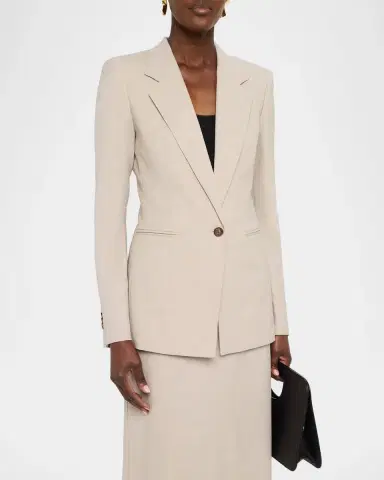 Lafayette 148 New York Single-Button Stretch Wool Blazer | Thumbnail 4